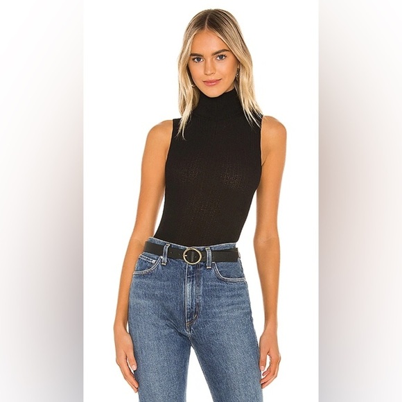 Free People‎ 🖤 Black Sleeveless Turtleneck Bodysuit NWT Small - Picture 1 of 8